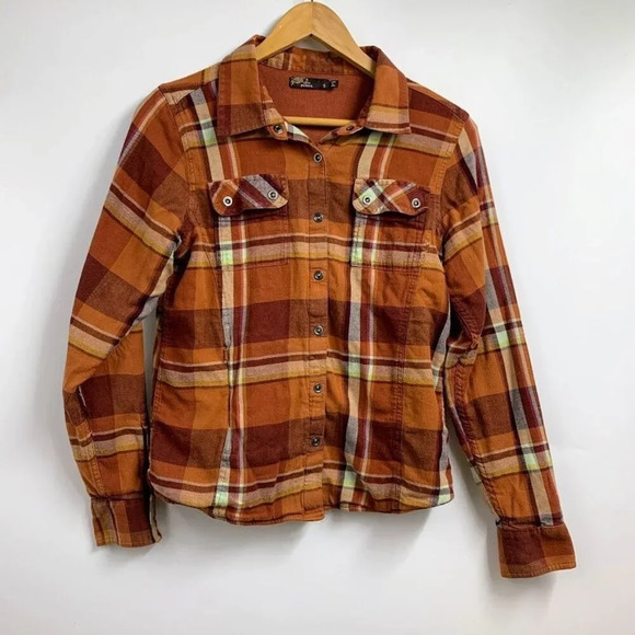 Prana Tops - Prana Women's Plaid Ring Snap Long Sleeve Organic Cotton Shirt Size S
